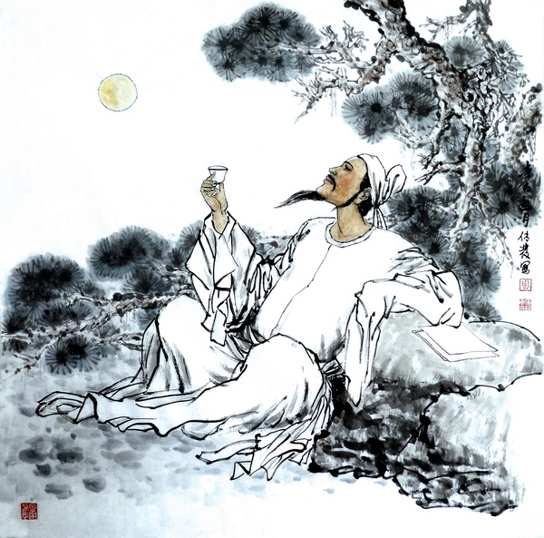 李白邀月（70X70cm）