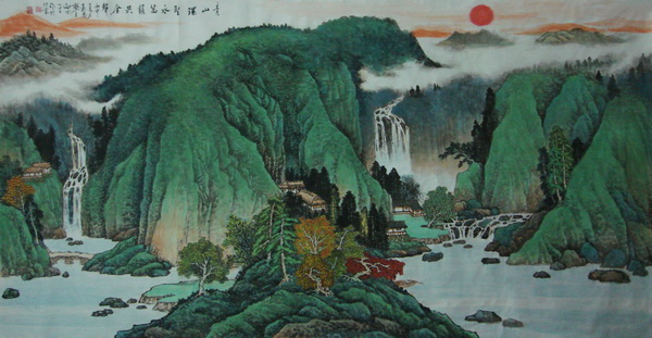 向士平《青山环圣水》120×240