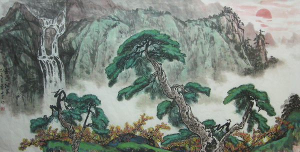 向士平《泰岱松泉》90×180