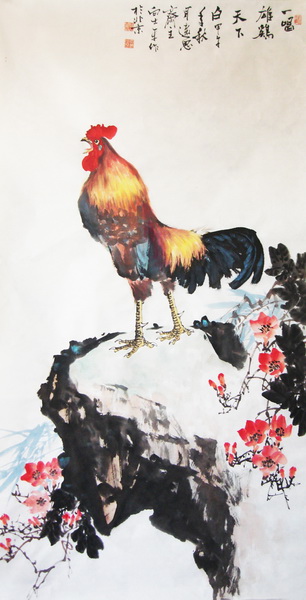 向士平《一唱雄鸡天下白》68×136