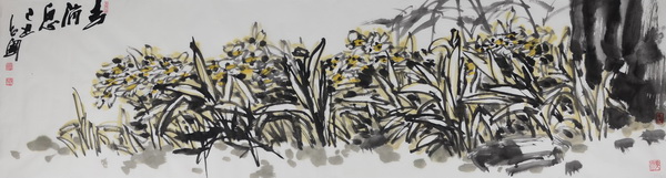 鞠占圃《花鸟5》180x49cm