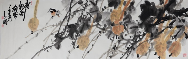 鞠占圃《花鸟6》180x49cm