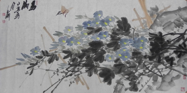 鞠占圃《花鸟11》68x136cm