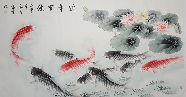 周富生《连年有余》170cm×95cm